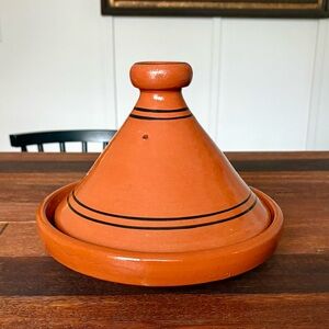Terracotta Tagine with Black Stripes